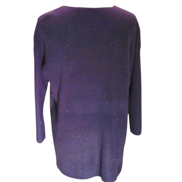 Chico's size 1 (S/8) Midnight Blue Pullover Sweater Top V-neck Metallic Knit - Picture 3 of 14